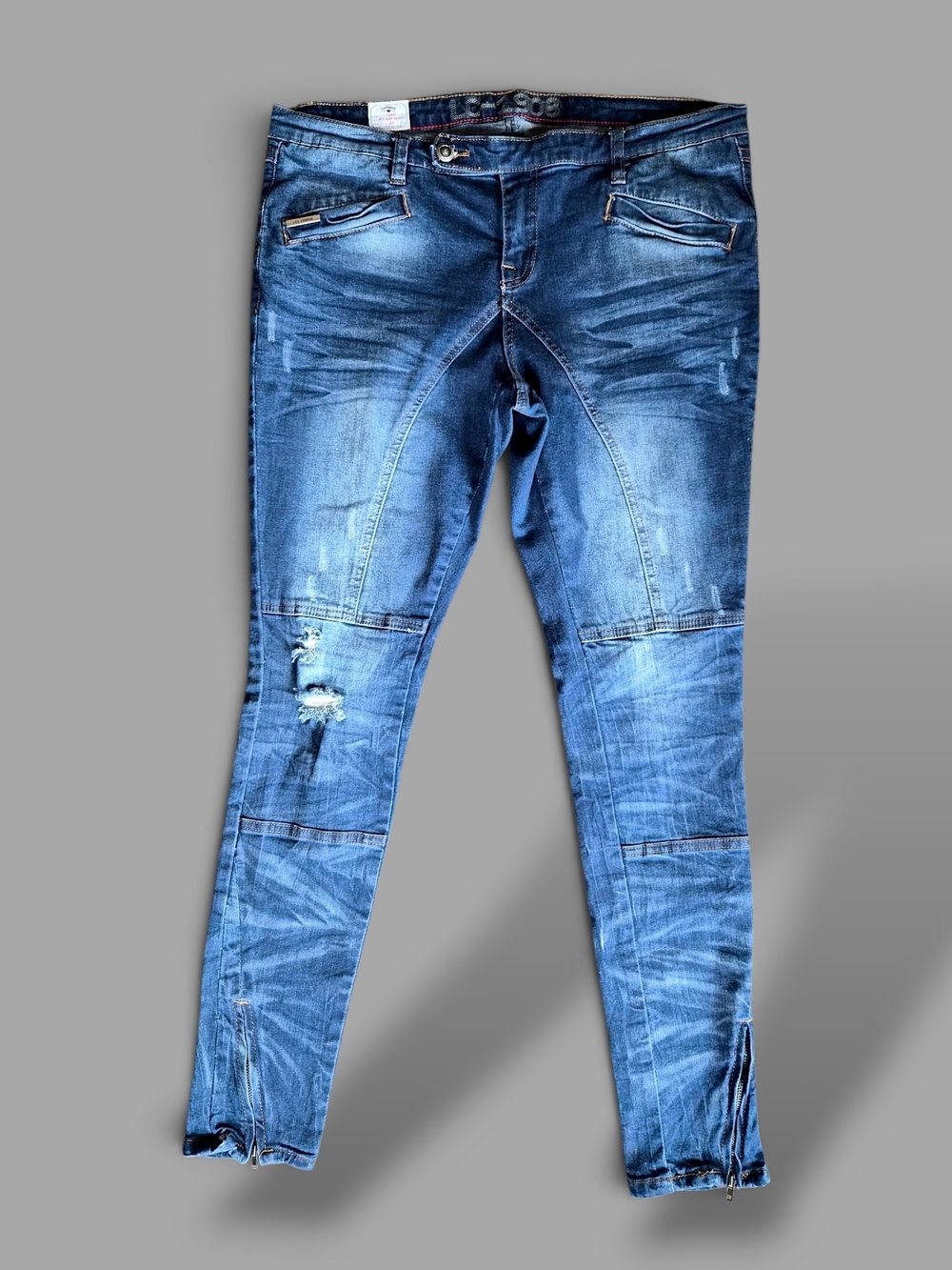 Lee Cooper Janie Moto Skinny Jeans 30 Distressed Ankle Zip